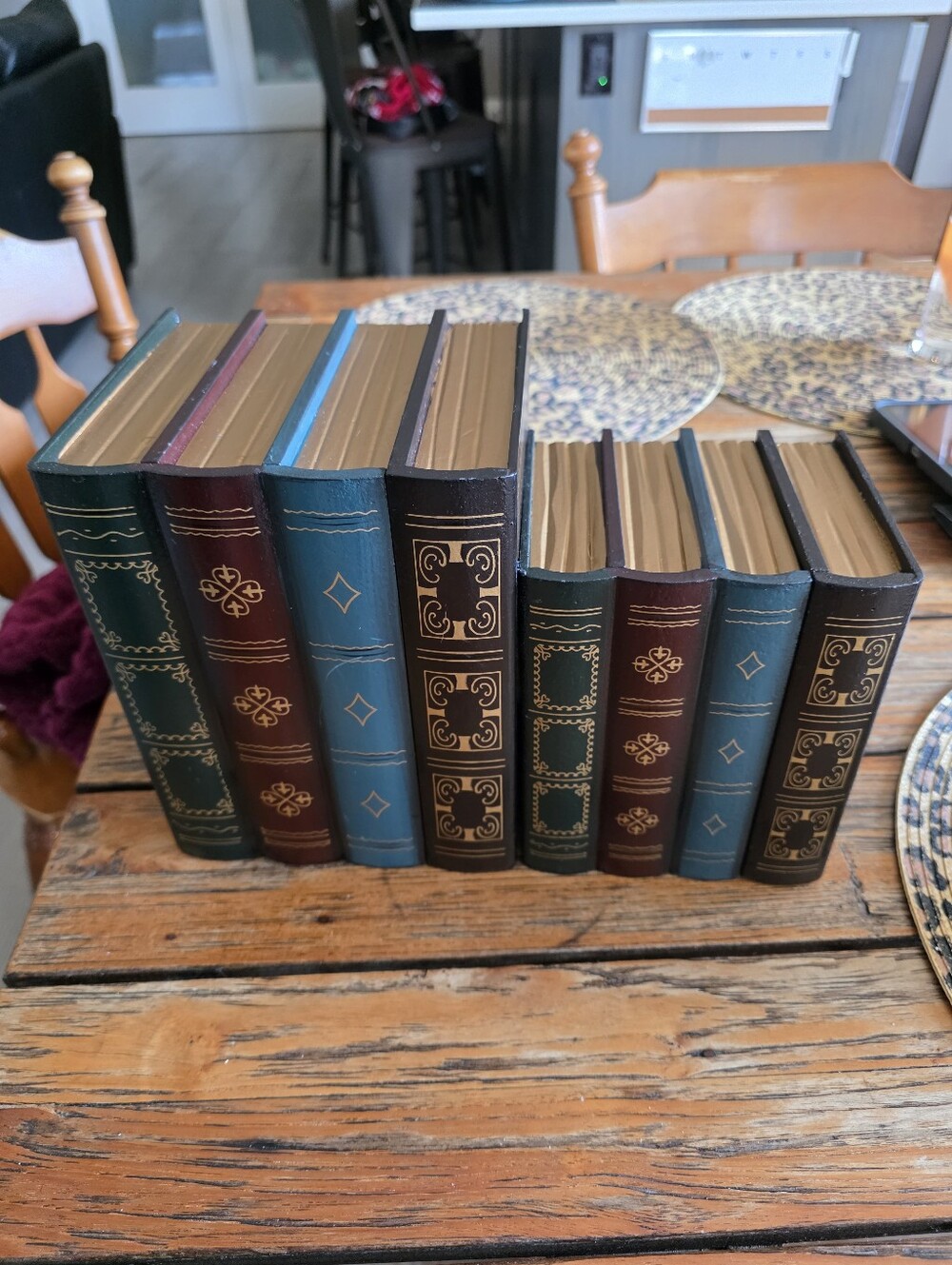 Classic Decorative Leatherette Book Set - Green, Blue, Burgundy